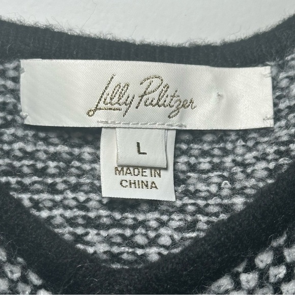 Lilly Pulitzer Black Safari Tweed Knit Cormac Sweater Tank Top Size Large - Picture 7 of 13